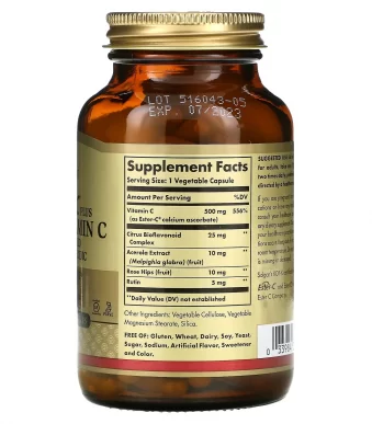 Эстер-С витамин C Solgar (Ester-C Plus) 500 мг 100 вегетарианских капсул_1