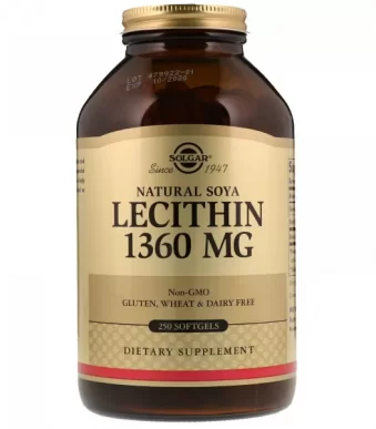 Лецитин неотбеленный Solgar (Lecithin) 1360 мг 250 капсул