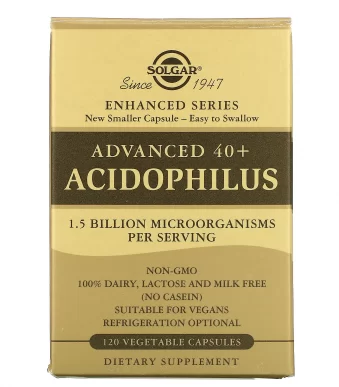 Пробиотики улучшенный ацидофилус 40+ Solgar (Advanced 40+ Acidophilus) 120 веганских капсул