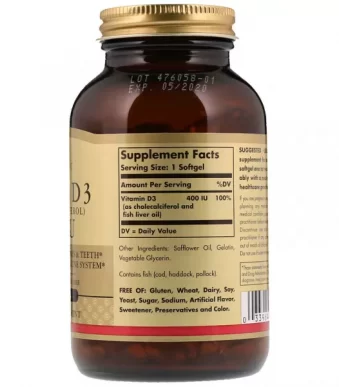 Витамин Д3 Solgar (Vitamin D3) 400 МЕ _1